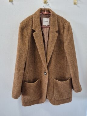 Madewell Textured Camel Brown Single-Button Blazer